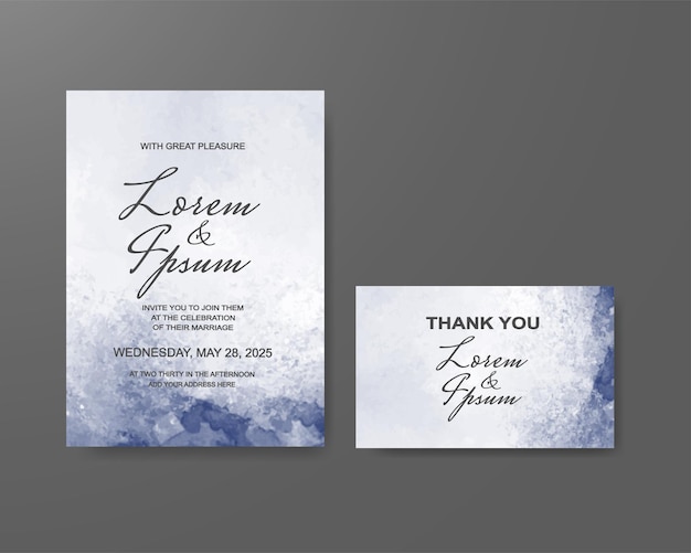 Wedding invitation with abstract watercolor background