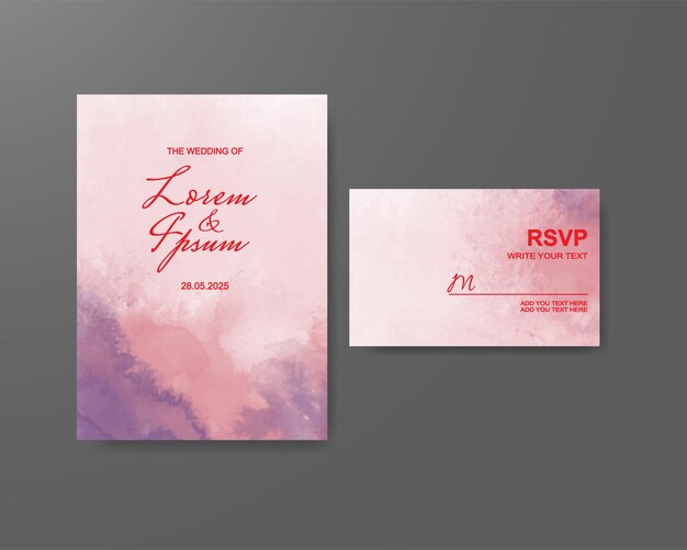 Wedding invitation with abstract watercolor background