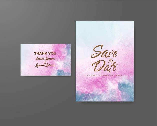 Wedding invitation with abstract watercolor background