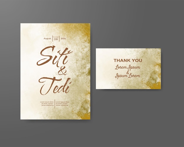 Wedding invitation with abstract watercolor background