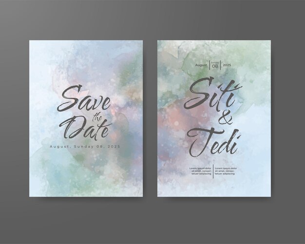 Wedding invitation with abstract watercolor background