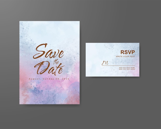 Wedding invitation with abstract watercolor background