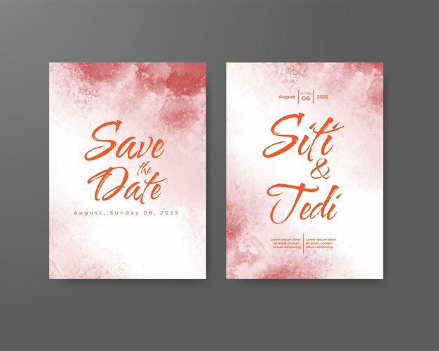 Wedding invitation with abstract watercolor background