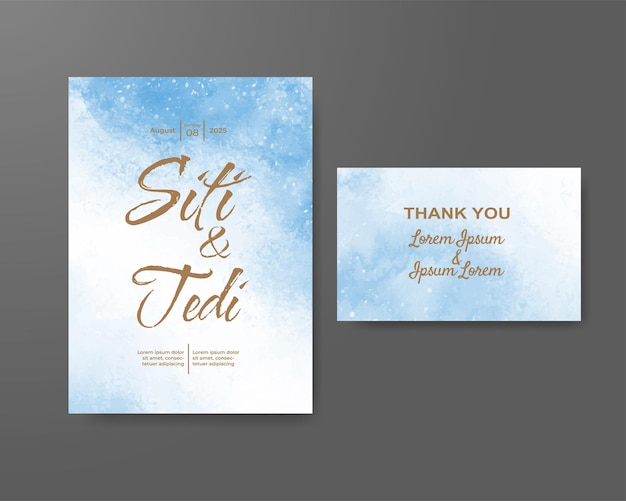 Wedding invitation with abstract watercolor background