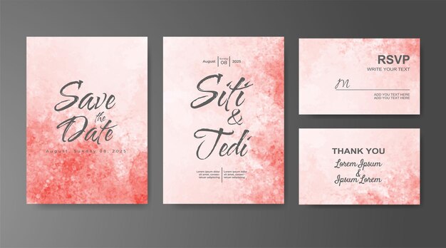 Wedding invitation with abstract watercolor background