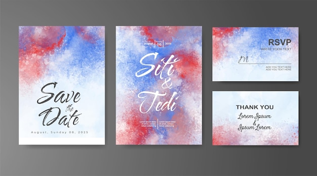 Wedding invitation with abstract watercolor background