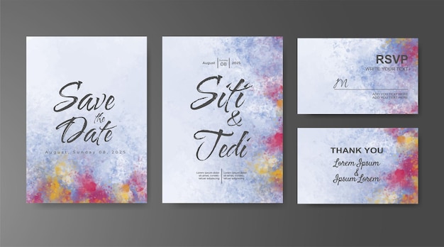 Wedding invitation with abstract watercolor background