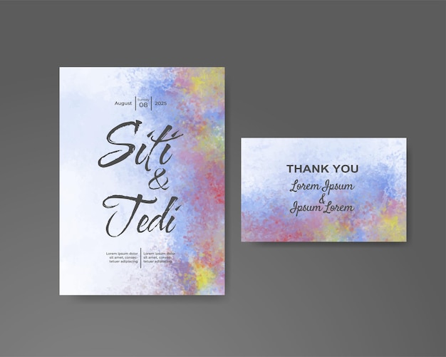 Wedding invitation with abstract watercolor background