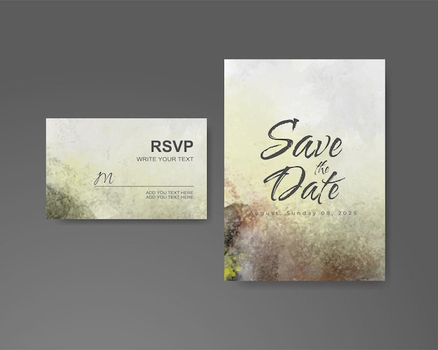 Wedding invitation with abstract watercolor background