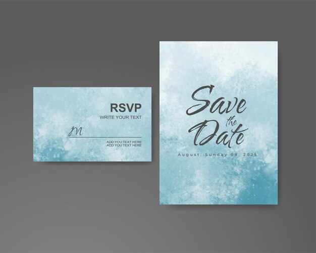 Wedding invitation with abstract watercolor background