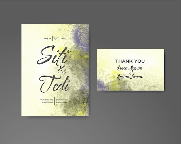 Wedding invitation with abstract watercolor background