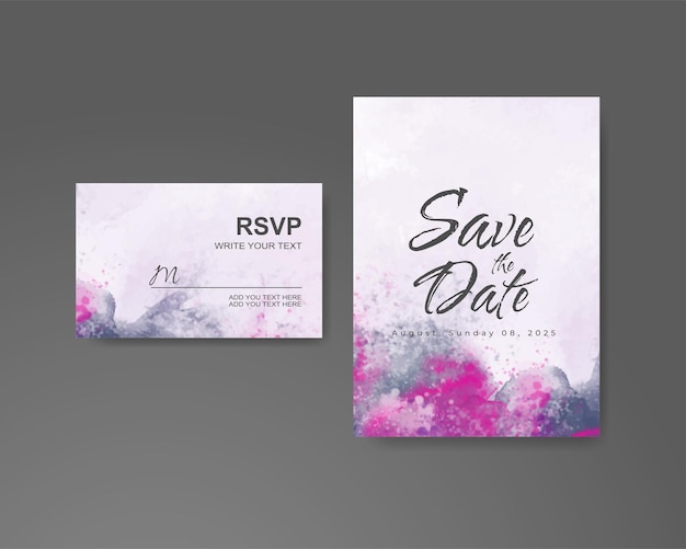 Wedding invitation with abstract watercolor background