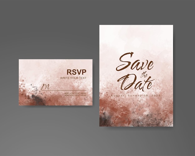 Wedding invitation with abstract watercolor background