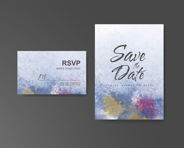 Wedding invitation with abstract watercolor background