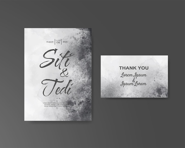 Wedding invitation with abstract watercolor background