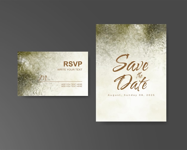 Wedding invitation with abstract watercolor background