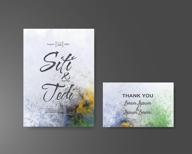 Wedding invitation with abstract watercolor background