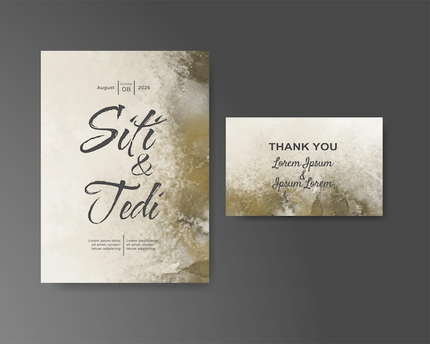 Wedding invitation with abstract watercolor background