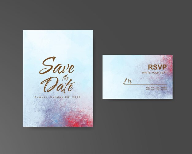 Wedding invitation with abstract watercolor background