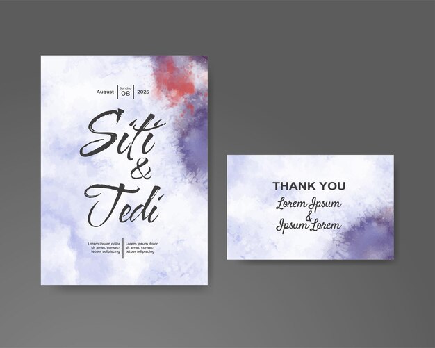 Wedding invitation with abstract watercolor background