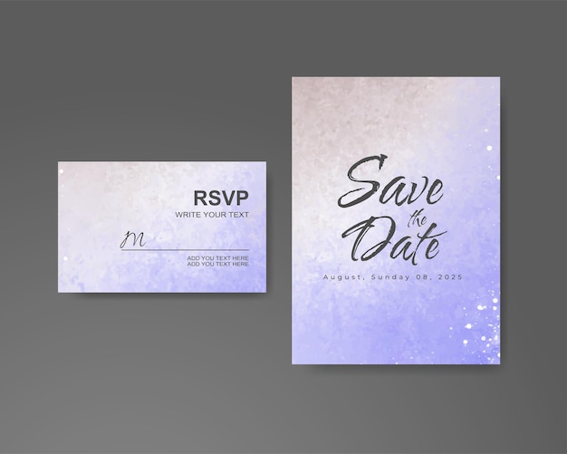 Wedding invitation with abstract watercolor background