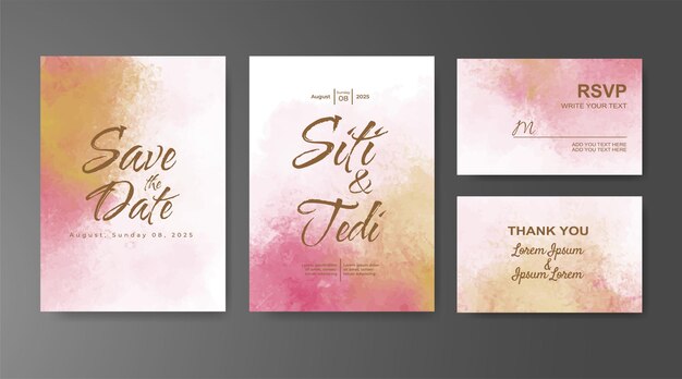 Wedding invitation with abstract watercolor background