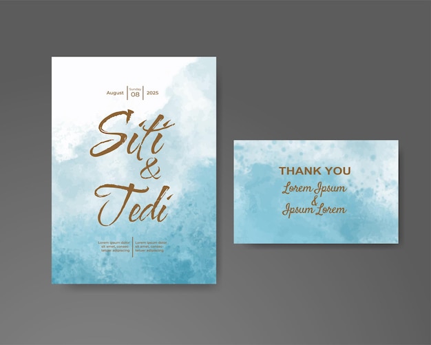 Wedding invitation with abstract watercolor background