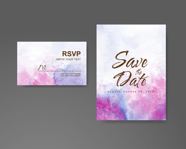 Wedding invitation with abstract watercolor background