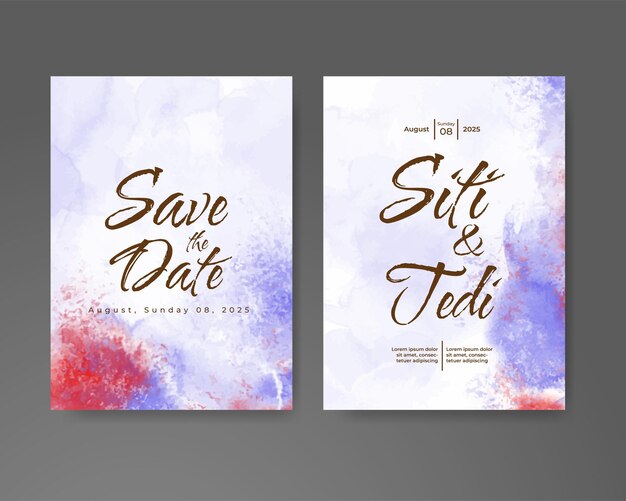 Wedding invitation with abstract watercolor background