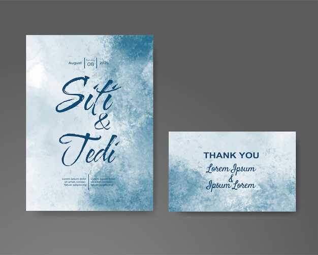 Wedding invitation with abstract watercolor background