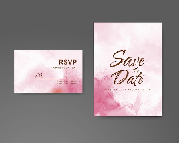 Wedding invitation with abstract watercolor background