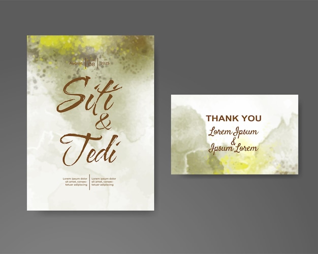 Wedding invitation with abstract watercolor background