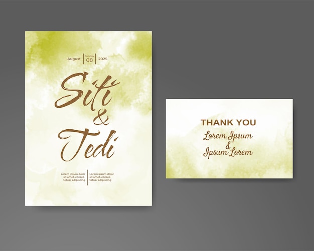 Wedding invitation with abstract watercolor background