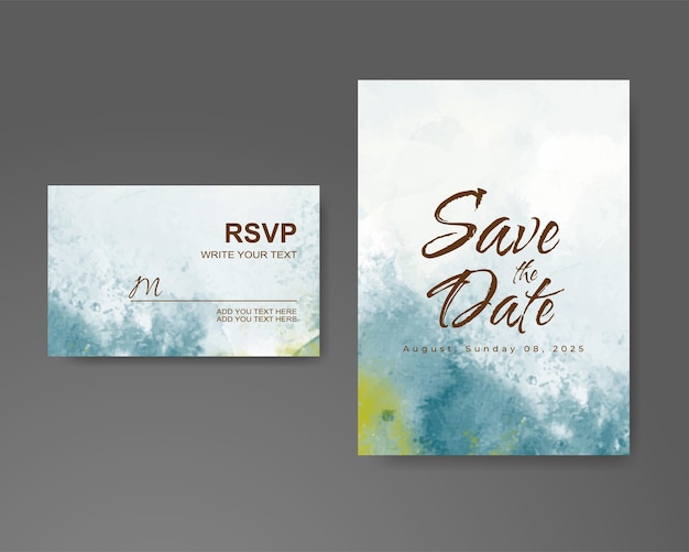 Wedding invitation with abstract watercolor background