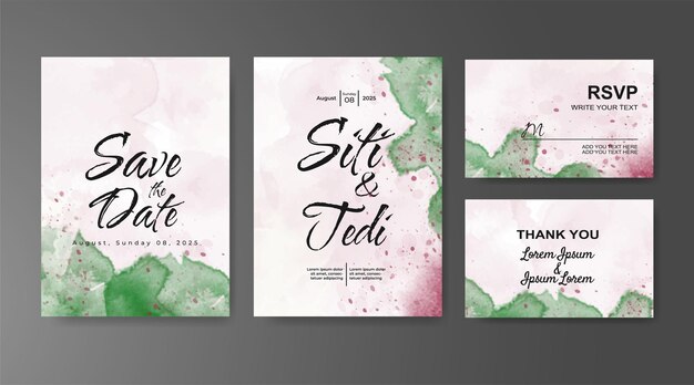 Wedding invitation with abstract watercolor background