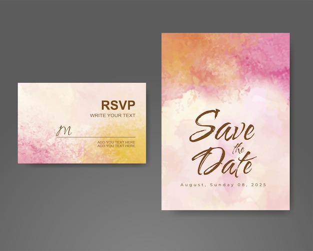 Wedding invitation with abstract watercolor background