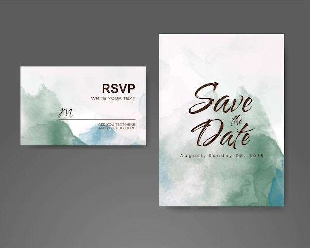 Wedding invitation with abstract watercolor background