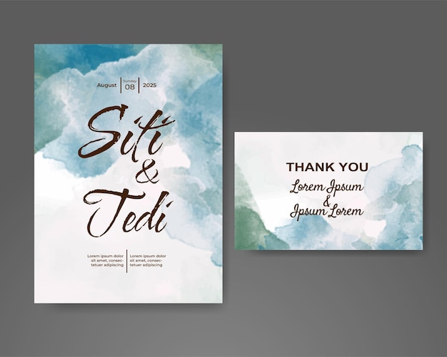 Wedding invitation with abstract watercolor background