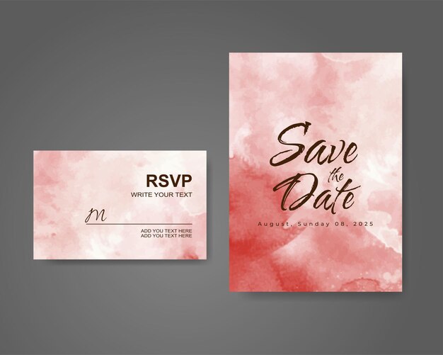 Wedding invitation with abstract watercolor background