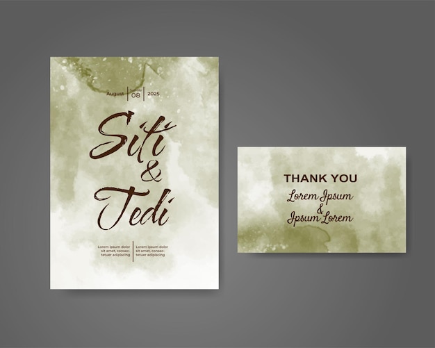 Wedding invitation with abstract watercolor background