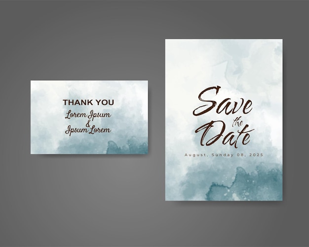 Wedding invitation with abstract watercolor background