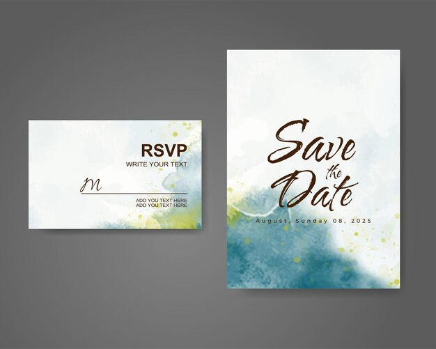 Wedding invitation with abstract watercolor background