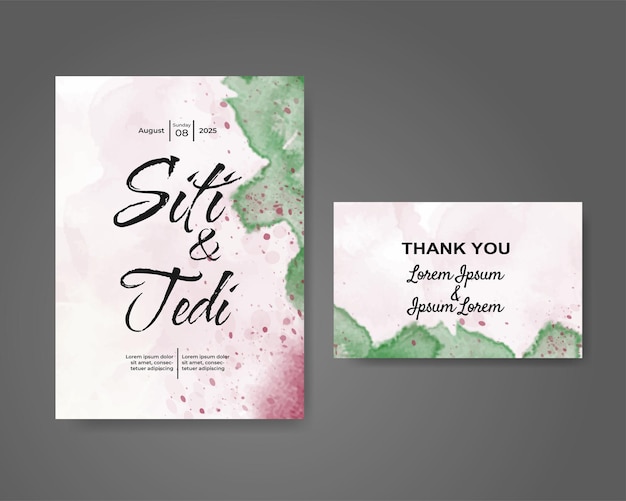 Wedding invitation with abstract watercolor background