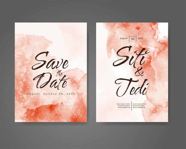 Wedding invitation with abstract watercolor background