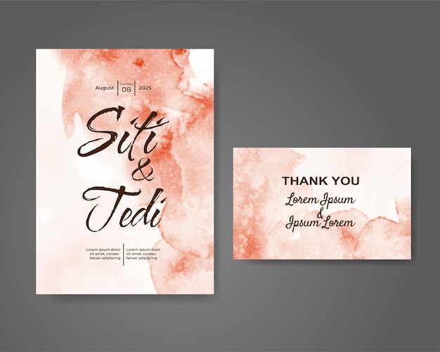 Wedding invitation with abstract watercolor background