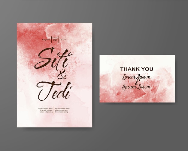 Wedding invitation with abstract watercolor background