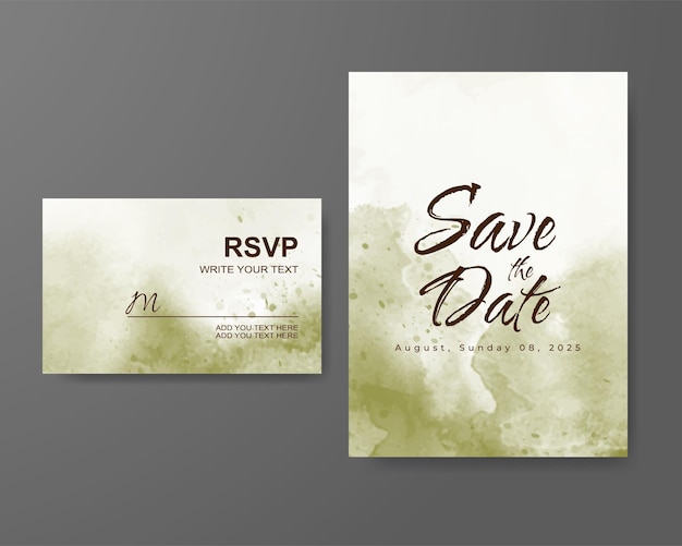 Wedding invitation with abstract watercolor background