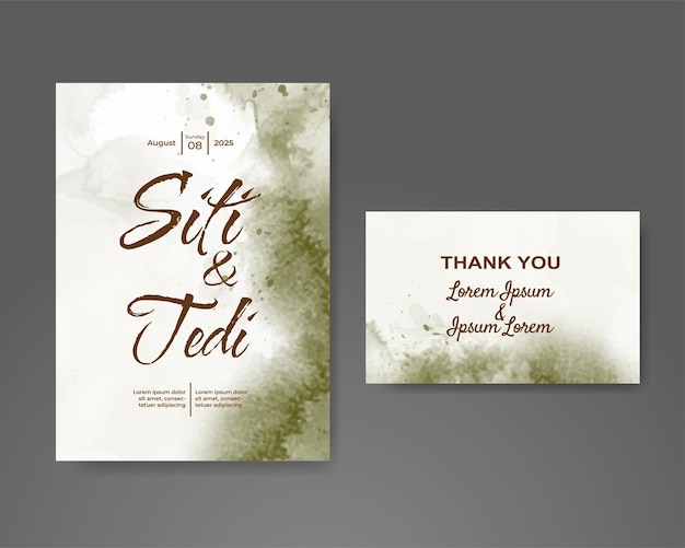 Wedding invitation with abstract watercolor background