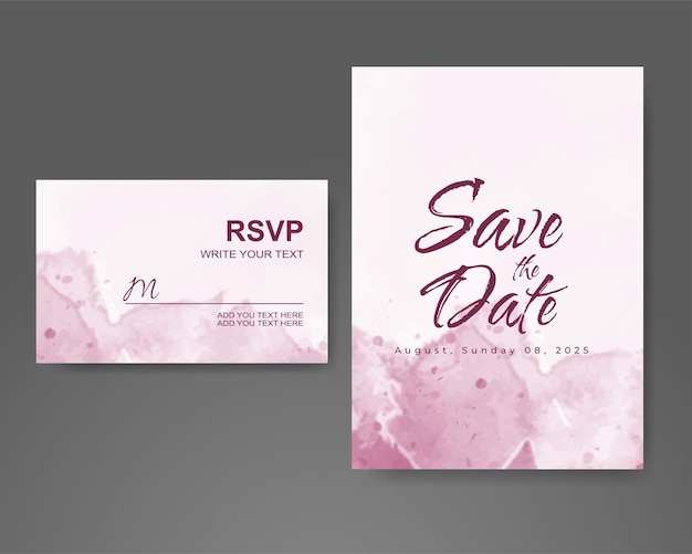 Wedding invitation with abstract watercolor background