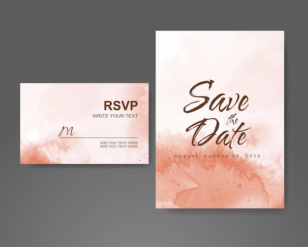 Wedding invitation with abstract watercolor background